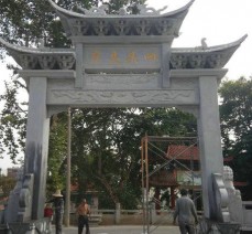 石刻牌坊 一門三樓 仿古建筑園林廣場寺廟入口 石雕花崗巖牌樓